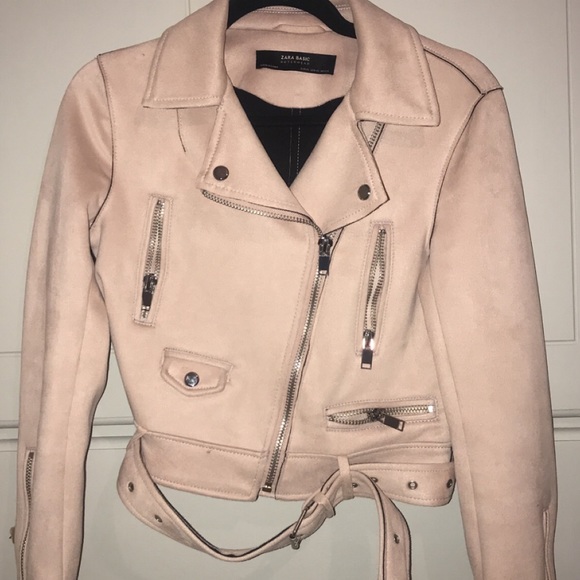 ZARA LIGHT PINK CROPPED MOTO JACKET - Picture 4 of 6